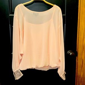 Sheer Pink Blouse with attached undertank.